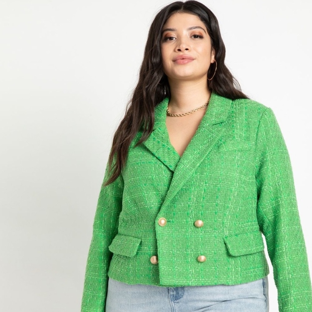 Eloquii Green Tweed Blazer NWT 14